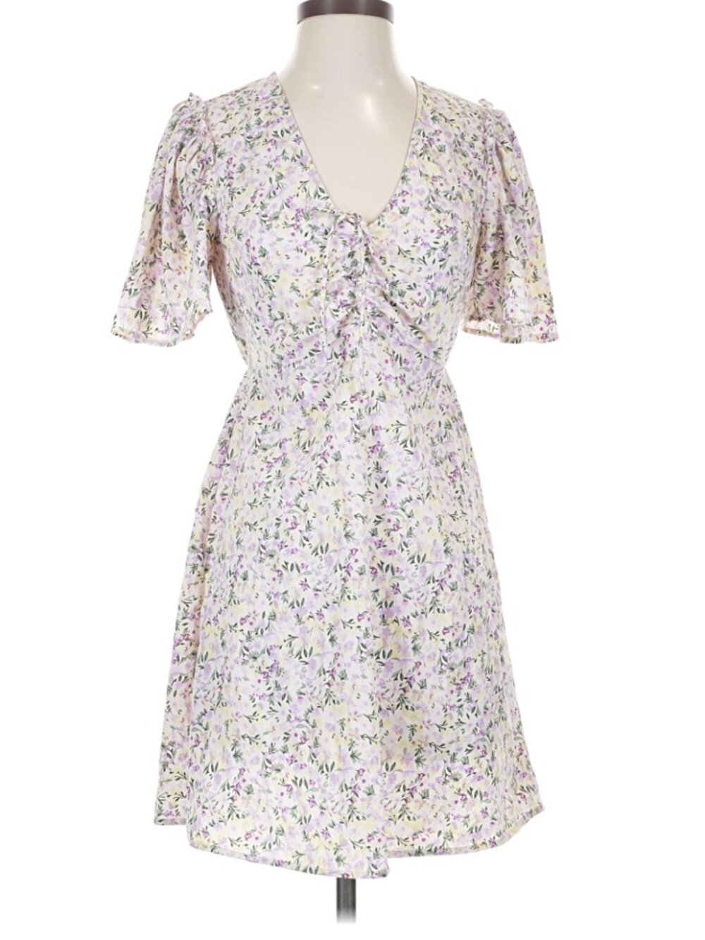 Vero Moda women's "Jeyne" Lavender/Yellow Floral Print Dress On White - Size XS - Picture 1 of 10